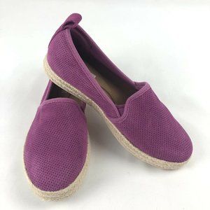 Clarks Collection Soft Cushion Purple Suede Jute Wrap Flat Slip On Summer Size 6